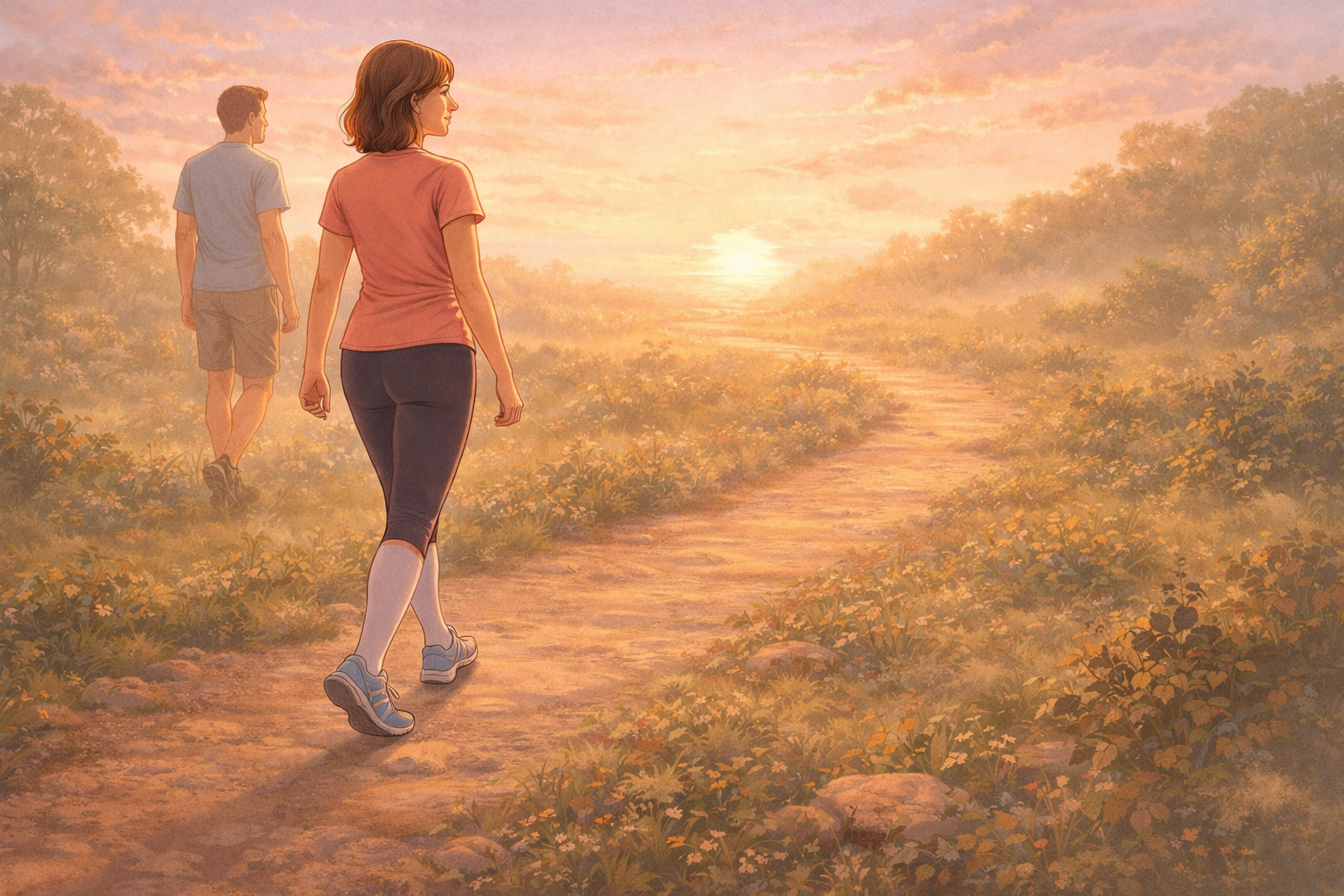 Patient walking during iliac vein stenting recovery